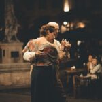 Two old tango dancers enjoying a dance